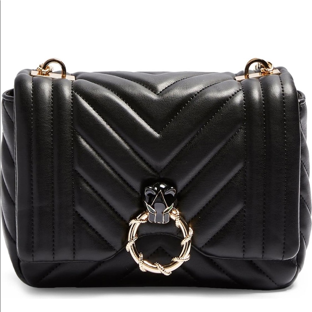 Top Shop Carl Panther Faux Leather shoulder bag